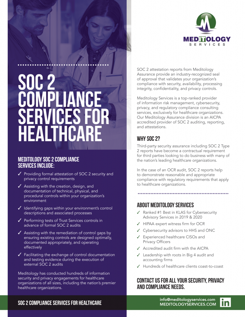 Soc 2 Compliance Services For Healthcare - Meditology Services